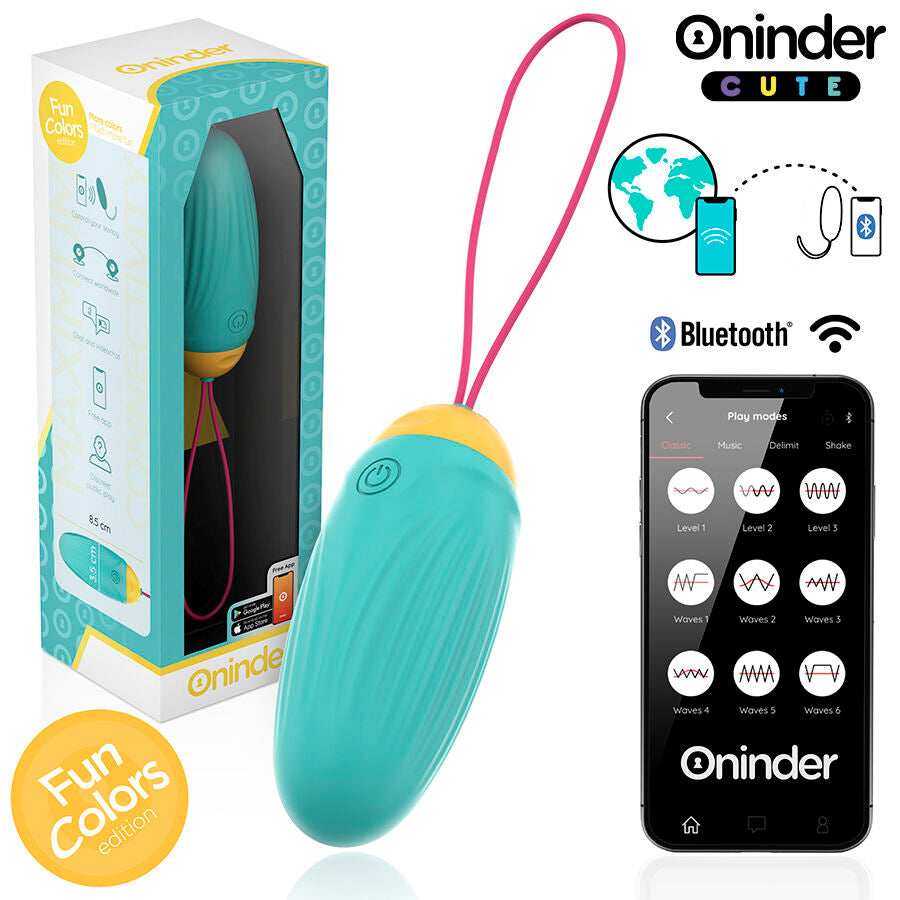 ONINDER CUTE LOVE PLEASURE HUEVO VIBRO GEMAS ROTADORAS CON APP