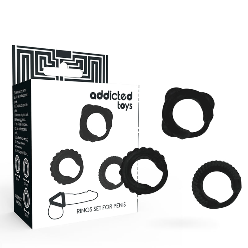 ADDICTED TOYS SET 3 ANILLOS PENE NEGRO