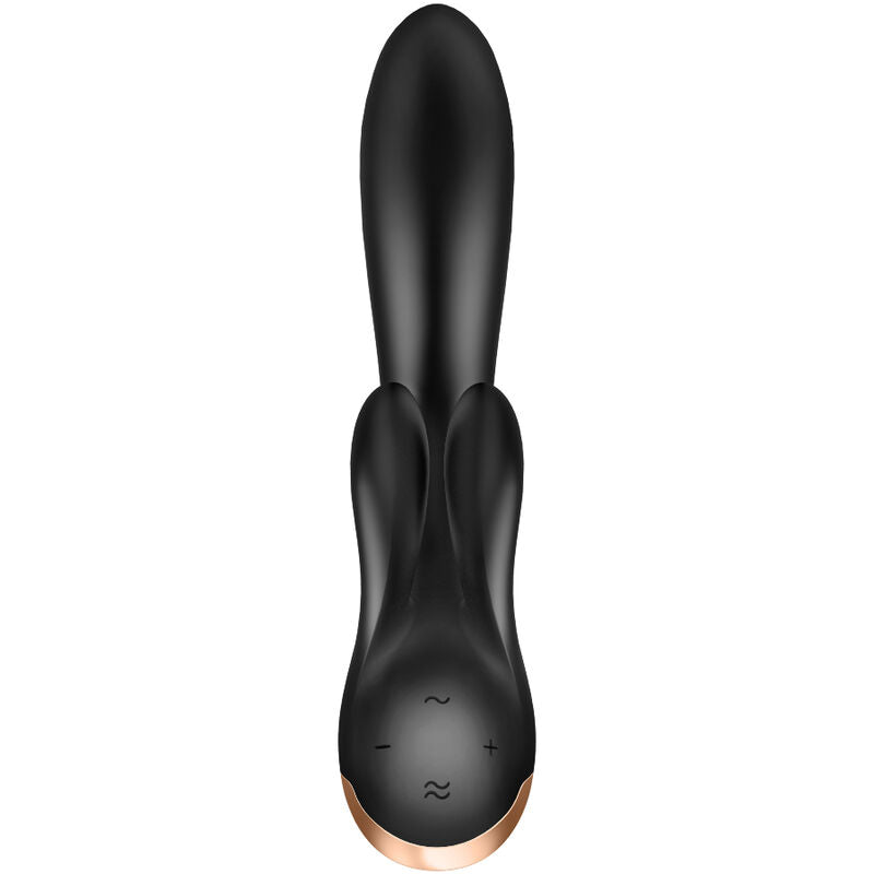 Vista frontal de Vibrador Satisfyer Double Flex negro