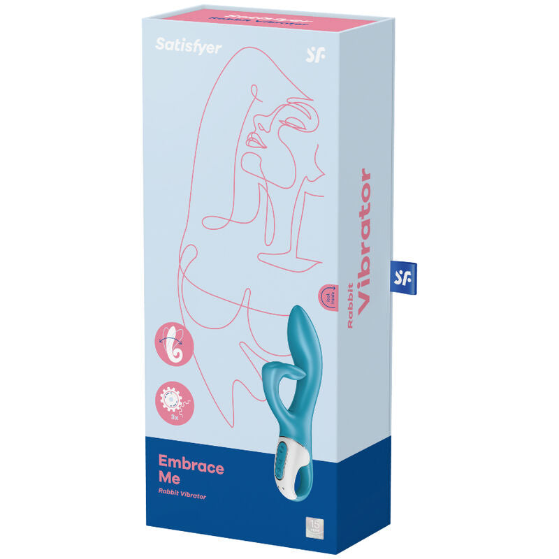 Caja del Satisfyer Embrace Me G-Spot Vibrator en color turquesa